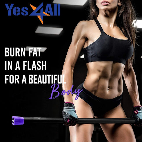Yes4All Total Body Workout Weighted Bar with Resistance Band Bar, Body Exercise Bar for Home and Gym