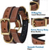 Genuine Leather Adventure Dog Collar, Full Grain Heavy Duty, Inner Cushioned Padding, Medium, Large & XL Dogs, Brown