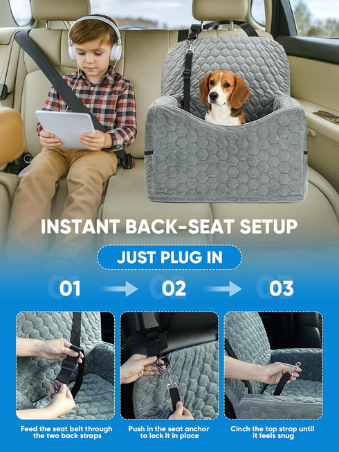 Sniffury 35 lbs, Dog Car Seat for Small/Medium Pets, Adjustable Booster Seat with Safety Leash, Washable Cover