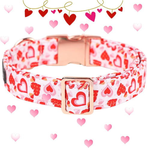 Maca Bates Valentines Dog Collar, Comfortable Soft Heart Collar with Metal Buckle, Adjustable for Small Medium Large Dog