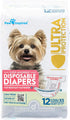 Paw Inspired Disposable Dog Diapers, Ultra Protection for Female Dogs in Heat, 12 & 144 Count, X-Small