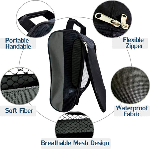 Golf Shoe Bag, Gray Zippered Carrier Bags for Men/Women, Outdoor Ventilation Sport Shoes Bag, Travel Shoe Bags