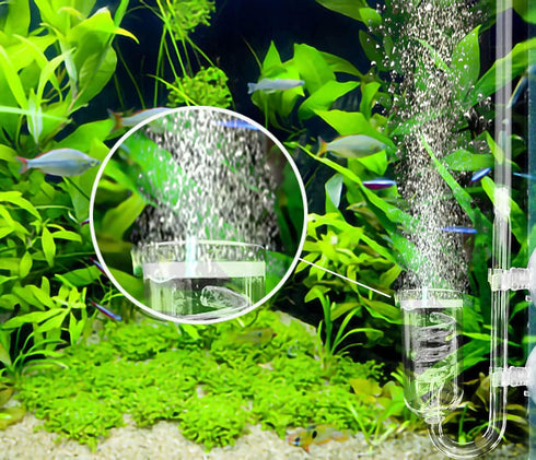 CO2 Diffuser Aquarium Glass Spiral Atomizer, Bubble Counter with Suction Cup for Planted Fish Tank