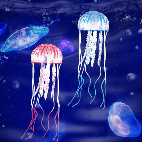 Weewooday 7 Pieces Artificial Glowing Fish, Colorful Floating Jellyfish Aquarium Decor