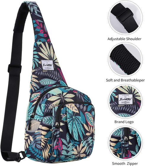 XEYOU Small Sling Bag, Lightweight One Strap Backpack, Unisex Crossbody Chest Bag for Hiking