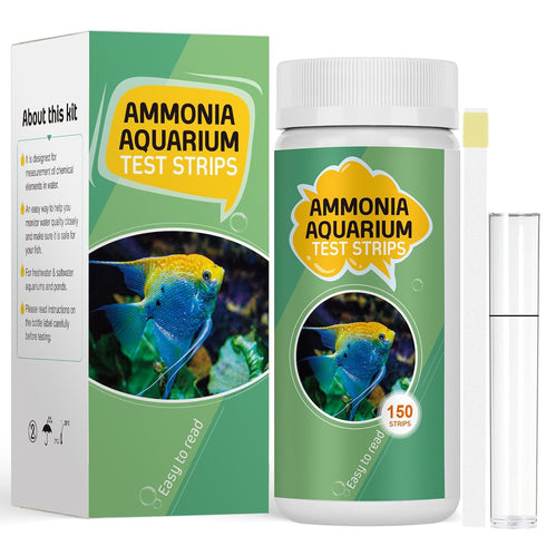 Pawfly Aquarium Ammonia Test Strips, 150 Accurate Test Strips with Test Tube for Fish Tank Water Testing