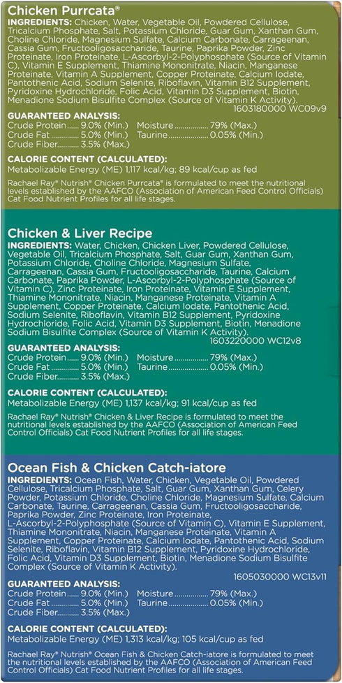 Rachael Ray Nutrish Natural Wet Cat Food, Chicken Lovers Variety Pack with Added Vitamins, 2.8 Ounce Cup (Pack of 12)