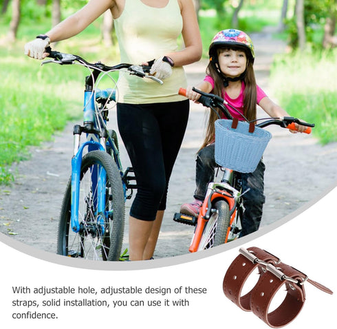 Toddmomy 1 Pair of Adjustable Bike Basket PU Straps, Leather Straps for Bike Bicycle, Brown