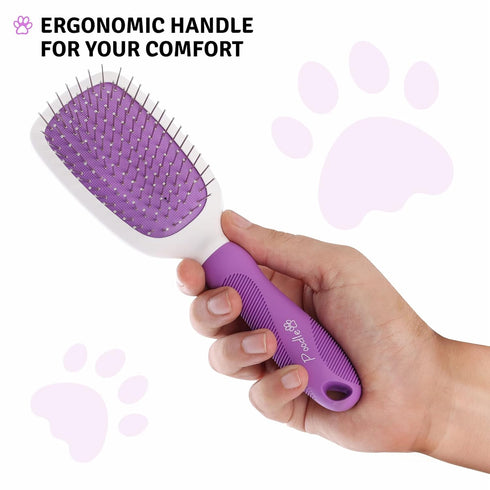 Pet Grooming Brush - Two-Sided Design for Dogs, Cats & Other Animals with Fur Detangling Pins & Coat Smoothing Slicker