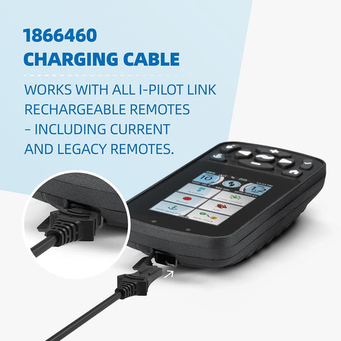 i-Pilot Link Remote Charging Cable 1866460, Compatible with All Minn Kota Ipilot Remotes, USB Adapter for AC/DC Power