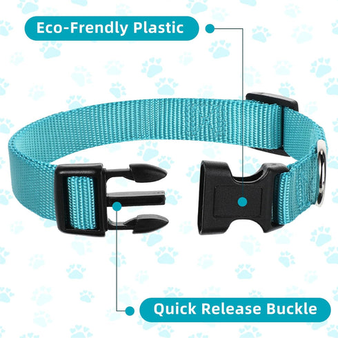 9 Pieces Adjustable Dog Collar for Medium Dogs - Soft Nylon with Quick Release Buckle, Bulk for Walking Running