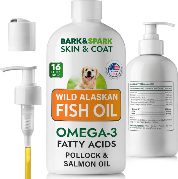 BARK&SPARK Fish Oil for Dogs & Cats - Natural Omega-3 - Skin