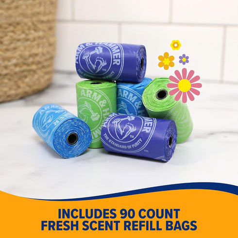 Hammer 90 9 14 Inches Arm & Durable Disposable Dog And Cat Waste Bags With Activated Baking Soda, Dog Poop Bags, x