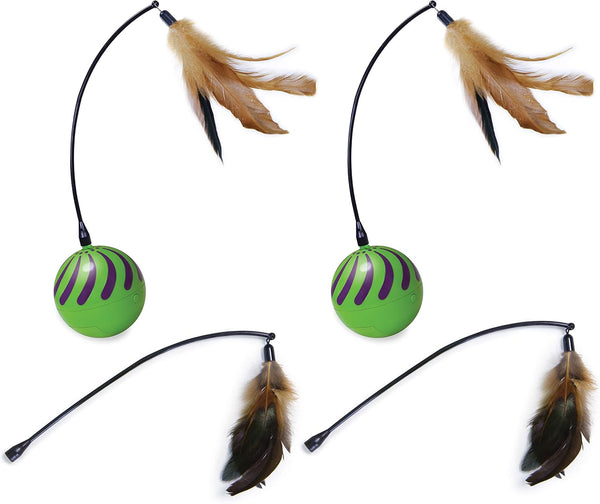 SmartKat (2 Count) Feather Whirl Electronic Motion Wand Cat Toys, Includes (2)