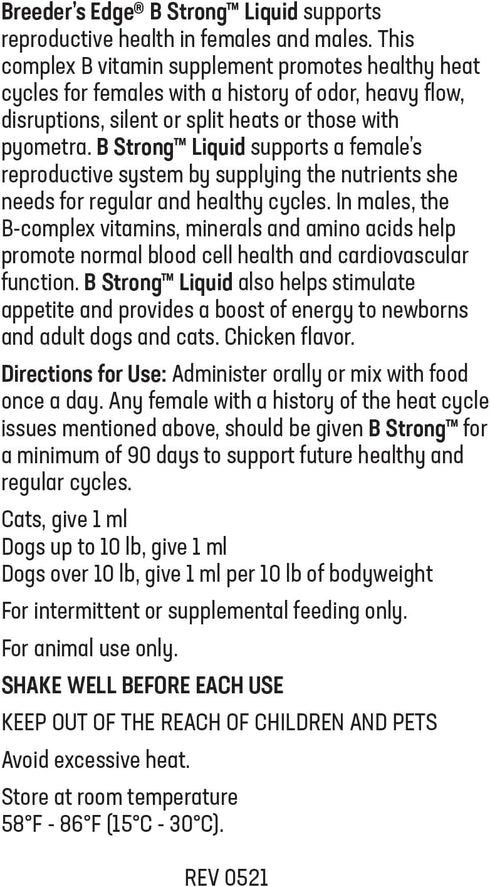 Revival Animal Health Breeder's Edge B Strong - B Vitamin, Iron, Mineral Supplement for Pets, 8 oz