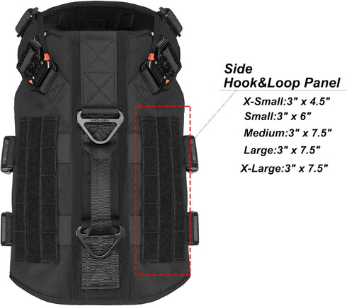 ICEFANG GN3 Tactical Dog Harness with 6X Buckle, Molle Vest with Handle, No Pulling Front Clip (XL, Black)