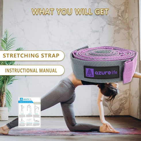 Premium Durable Cotton Stretch Strap with 10 or 12 Loops, Non-Elastic Yoga Strap for Stretching & Fitness