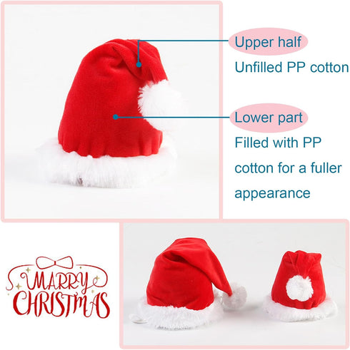 Pet Santa Hat for Dogs, Adjustable Christmas Hat for Cats, Puppy Xmas Costume Decoration, Red (Small)
