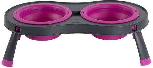 Dexas Pets Double Elevated Pet Feeder - Fuchsia, Large/2.5 Cup Capacity Bowls