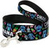 Dog Leash Ohana Means Family, Tropical Flora Black, 4 Feet Long, 0.5 Inch Wide