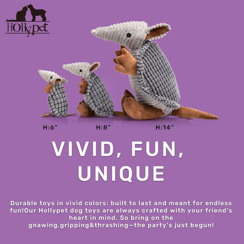 Hollypet Dog Toys, Plush Dog Toys, Squeaky Dog Toys, Stuffed Toys for Small Medium Large All Breed Sizes Dogs, Big Armadillo Animals Toy, Puppy Chew Toy with Clean Teeth, Dark Gray