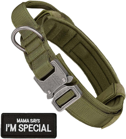 Tactical Dog Collar with Handle, Adjustable Nylon Training Collar with Heavy Duty Metal Buckle for Medium Large Dogs