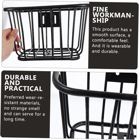 Sosoport Bicycle Iron Basket, Rear Bike Basket for Cruiser Bikes, Metal Container