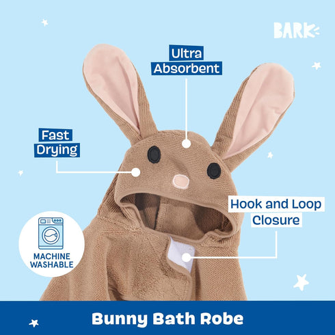 Barkbox Dog Bathrobe Fast Drying with Hook and Loop Closure & Wrap Tie Snuggle, Cute Dogs Clothes, Easy to Clean