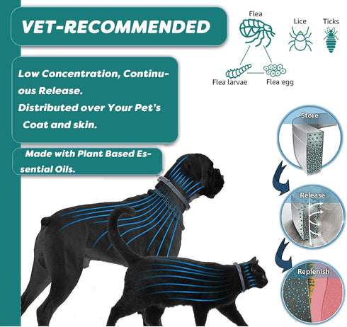 Natural Flea and Tick Collar for Puppies - 24-Month Protection, Waterproof, Strong Pest Control, includes Free Flea