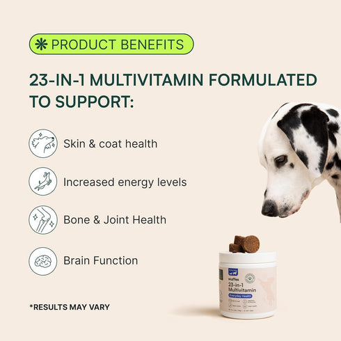 Wuffes 23-in-1 Chewable Dog Multivitamin, 30 Soft Chews - Vitamins for Small & Large Breeds, Coat, Heart, Joints