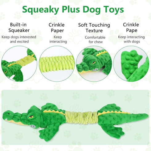 Large Interactive Squeaky Dog Toys, Plush Chew Toys with Crinkle Paper, Tug of War for Small, Medium, Large Breeds