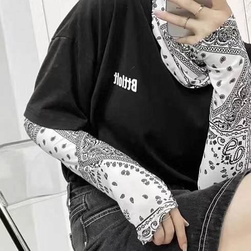 Unisex UV Protection Neck Gaiter and Sun Arm Sleeves Set, Ice Silk Neck Gaiter, Cooling Arm Sleeve, Bandana for Hiking