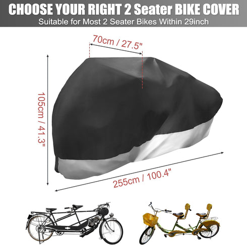 uxcell Waterproof 2 Seater Bike Cover, Extra Long Tandem Bicycle Cover for Outdoor Sun Rain Protection