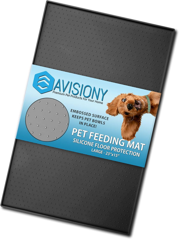 Waterproof Raised Edge BPA Free Silicone Pet Feeding Mat, 23x15, Dishwasher Safe for Cats & Dogs