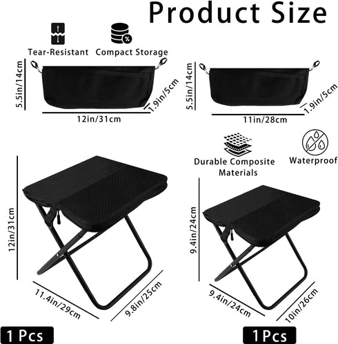 Biunnru 2-in-1 (2) Lightweight Portable Folding Chair, Camping Stool with Carry Bag, X-Shape Steel Frame for Outdoor