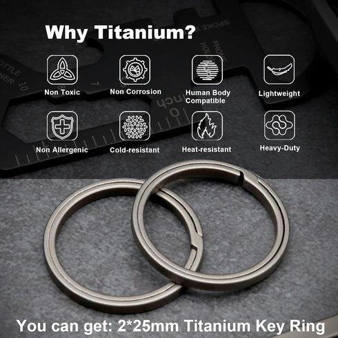 Side Pushing Titanium Key Rings for Key Carabiner, Quick Release EDC Split Rings for Heavy Duty Keychains