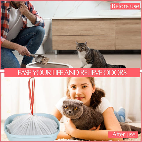 80 (36 18 Inch) Sabary Cat Litter Box Bags Jumbo Kitty Pan Liners with Drawstring Sturdy Hdpe Material for Cat Pet