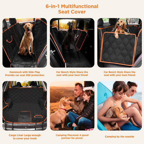 Shodu Waterproof Dog Car Seat Cover for Back Seat,Collapsible Scratchproof Dog Car Seats Covers,Nonslip Dogs Seat Cover