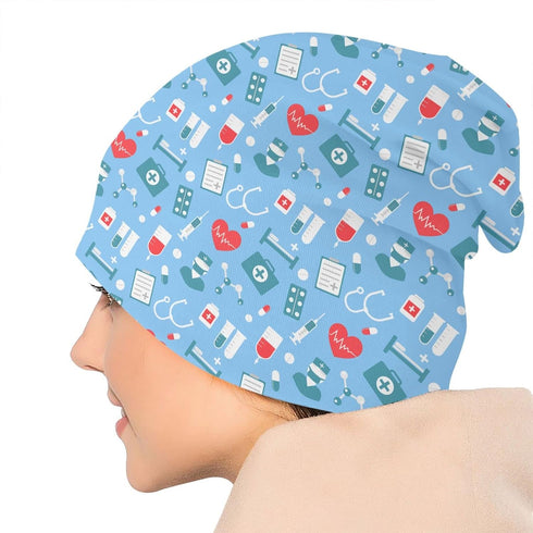 LAIPUTER Nurse Beanie Chemo Hat Cancer Headwear Knitted Hats Baggy Slouchy Scarf Nightcap for Adults Women Men
