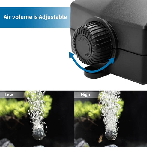 Aquarium Air Pump, Marpros Air Pump for Fish Tank, Adjustable Quiet Oxygen Pump for 10-30 Gallon Tanks