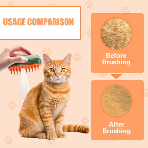 3 in 1 Cat Steam Brush, Portable Grooming Tool for Shedding and Hair Removal, Spray Brush with Water Tank.