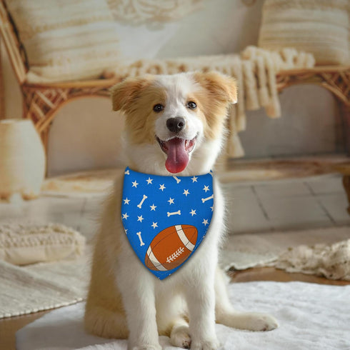 Football Dog Bandana Boy Girl Pets Bibs Scarf Triangle Adjustable Handkerchief,Holiday Bandanas for Medium Large