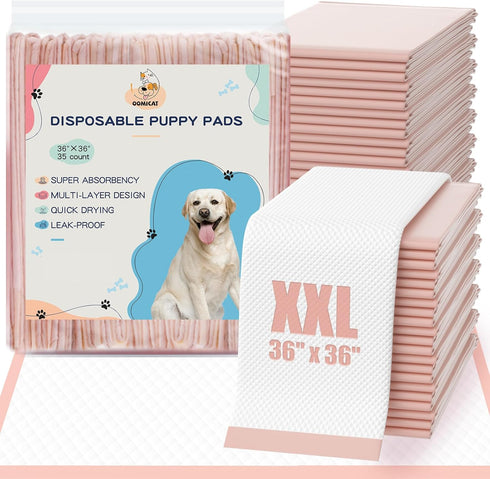 XXL Dog Pee Pads 36"x36" Extra Large Pink Puppy Pads, 6-Layer Super