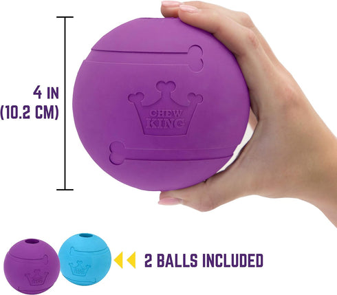 Chew King Dog Fetch Balls, 4 Inch Natural Rubber Toy, All Breed Sizes, Count 2 (Pack of 2) - CM-10031-CS01