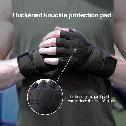 Workout Gloves for Men - Gym Weight Lifting Padded Gloves with Wrist Wrap Support, Full Palm Protection & Silicone Grip