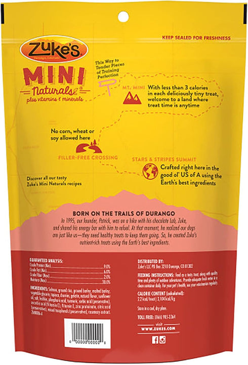 Zuke's Mini Naturals Dog Training Treats, Salmon Recipe, Soft Mini Treats with Vitamins, 6 Ounce Bag (Pack of 3)