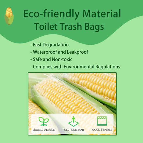 iKakocus 8 5 Biodegradable Camping Toilet Waste Bags & Trash Bags, Gallon Compostable Porta Potty Liners for Outdoor