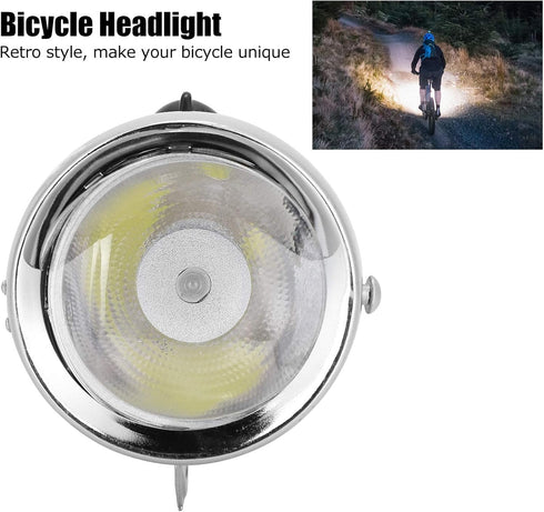Vintage Bicycle Headlight, Retro Bike LED Light for Night Riding, Safety Front Head Lamp Cycling Accessories