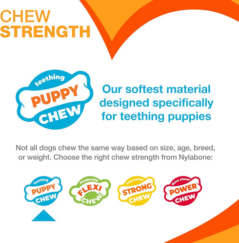 2 1 25 lbs, 3 Pack Nylabone Puppy Starter Kit, Teething Toys and Natural Treat for Puppies, Chicken & Bacon Flavor