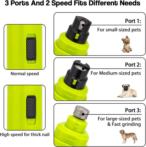 2-Speed Trimmer Casfuy Dog Nail Grinder Upgraded - Professional Whisper-Quiet Electric Pet Nail Painless Paws Grooming